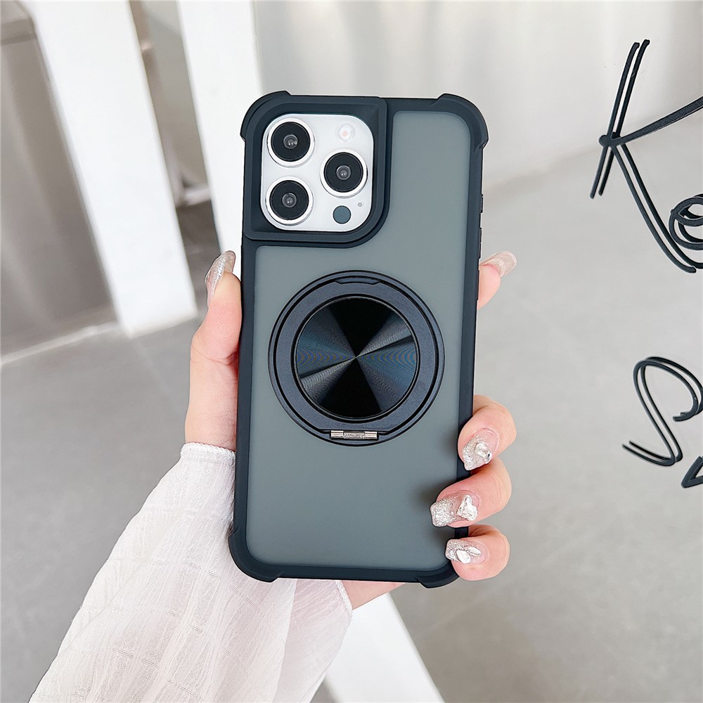 For iPhone 14 Pro Case Compatible with MagSafe CD Vein Kickstand TPU + PC Phone Cover - Black