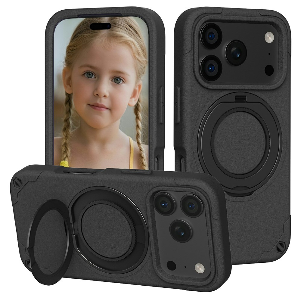 For iPhone 17 Pro Max EVA Phone Case Compatible with MagSafe Kickstand Protective Cover - Black