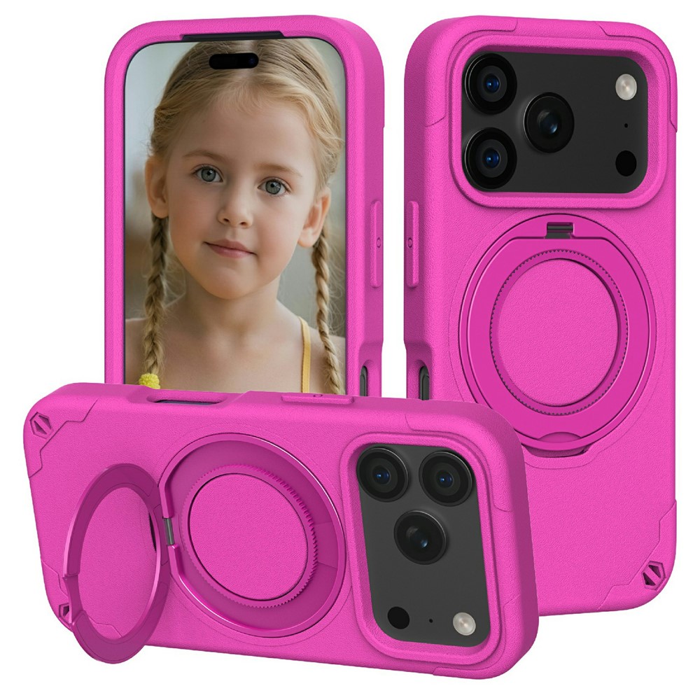 For iPhone 17 Pro Max EVA Phone Case Compatible with MagSafe Kickstand Protective Cover - Rose