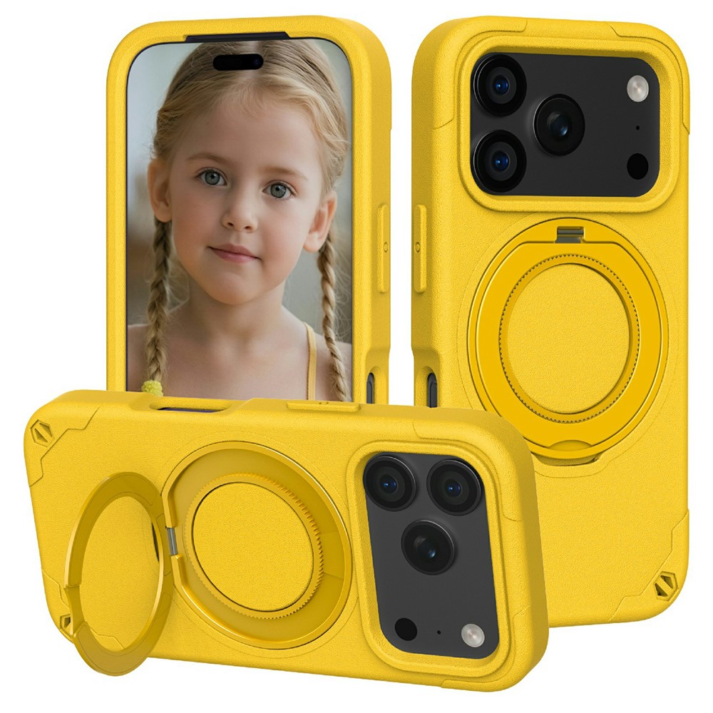 For iPhone 17 Pro Max EVA Phone Case Compatible with MagSafe Kickstand Protective Cover - Yellow