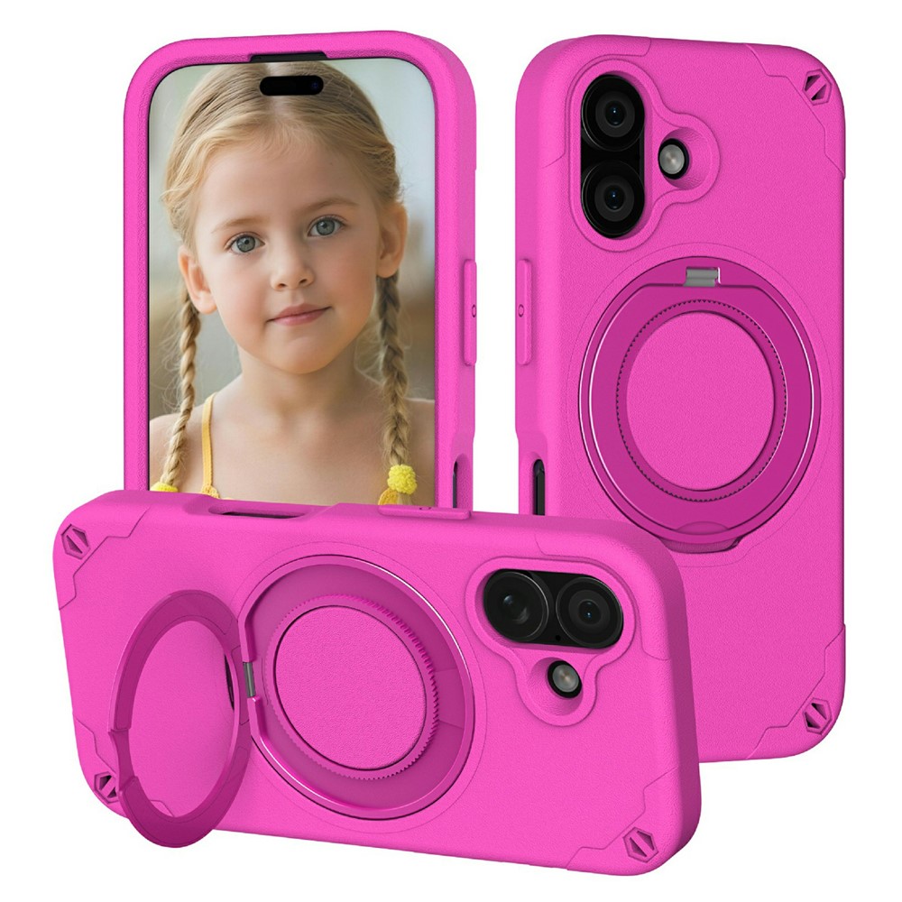 For iPhone 17 EVA Phone Case Compatible with MagSafe Kickstand Protective Cover - Rose
