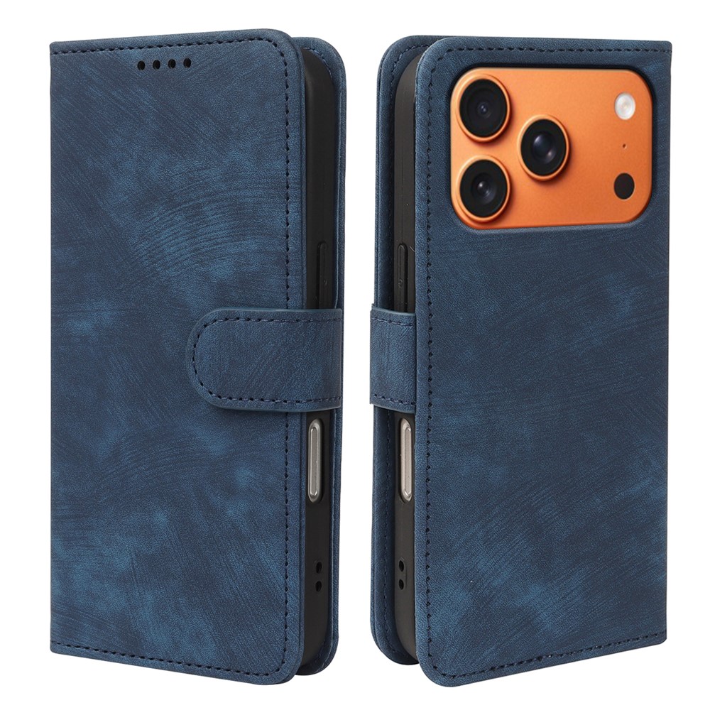 For iPhone 17 Pro Max Case Flip Wallet Striped Texture Leather Phone Cover - Blue