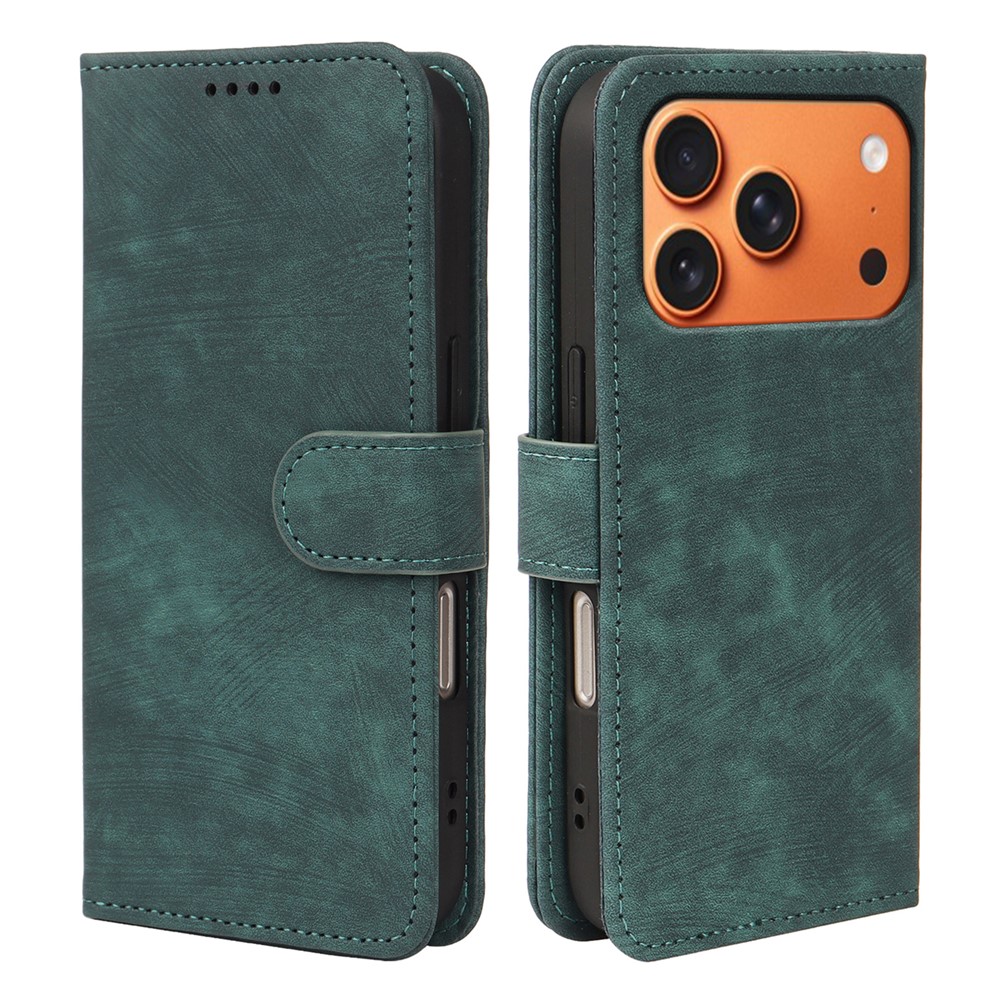 For iPhone 17 Pro Max Case Flip Wallet Striped Texture Leather Phone Cover - Green