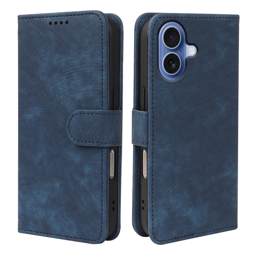 For iPhone 17 Case Flip Wallet Striped Texture Leather Phone Cover - Blue