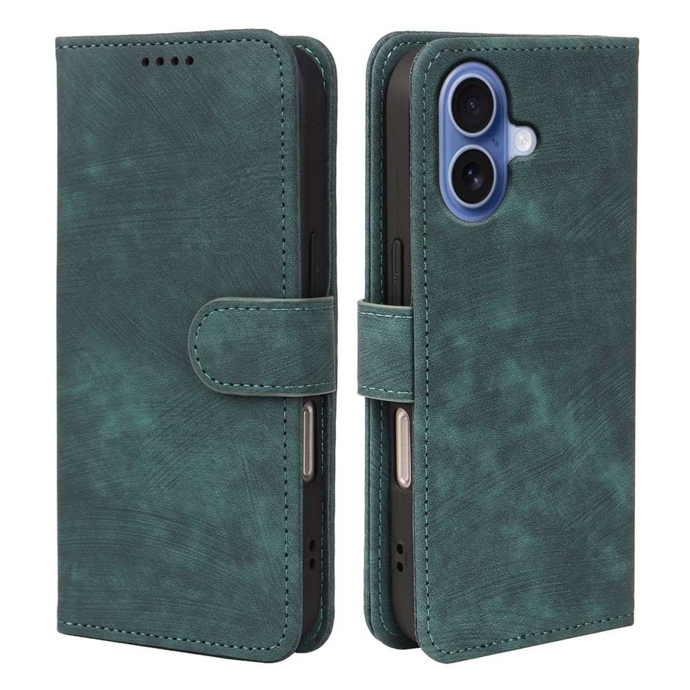 For iPhone 17 Case Flip Wallet Striped Texture Leather Phone Cover - Green