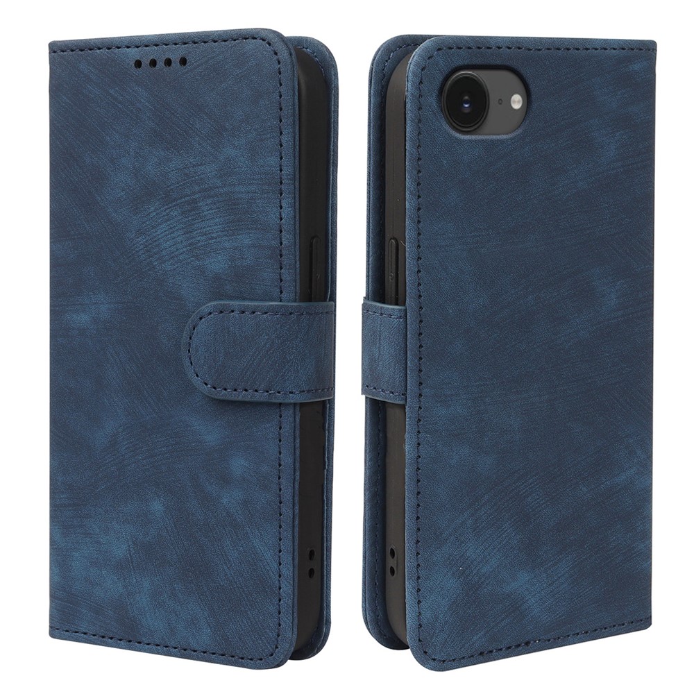 For iPhone 16e Case Flip Wallet Striped Texture Leather Phone Cover - Blue