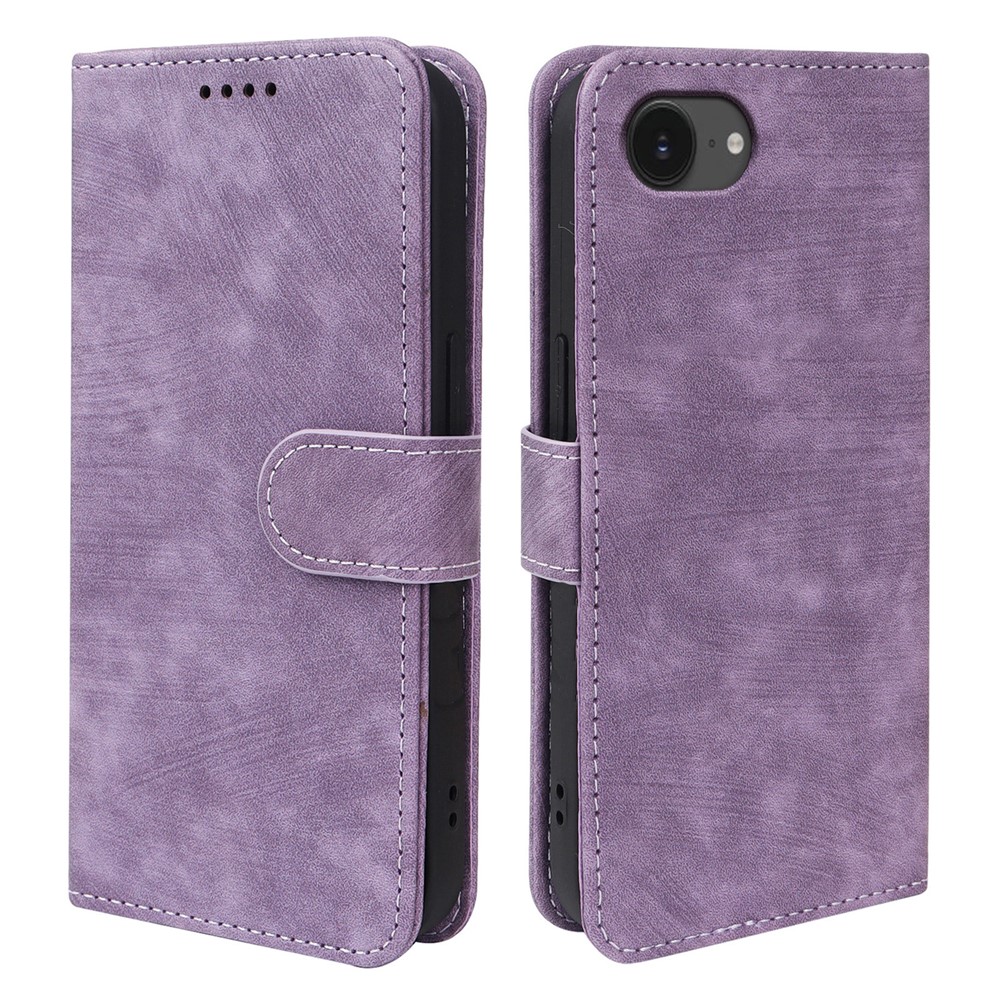 For iPhone 16e Case Flip Wallet Striped Texture Leather Phone Cover - Purple