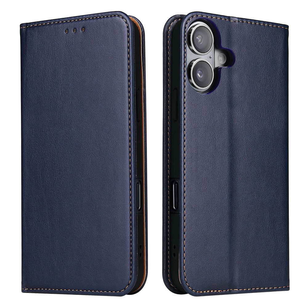 FIERRE SHANN For iPhone 17 Case PU Leather Flip Stand Wallet Phone Cover - Blue