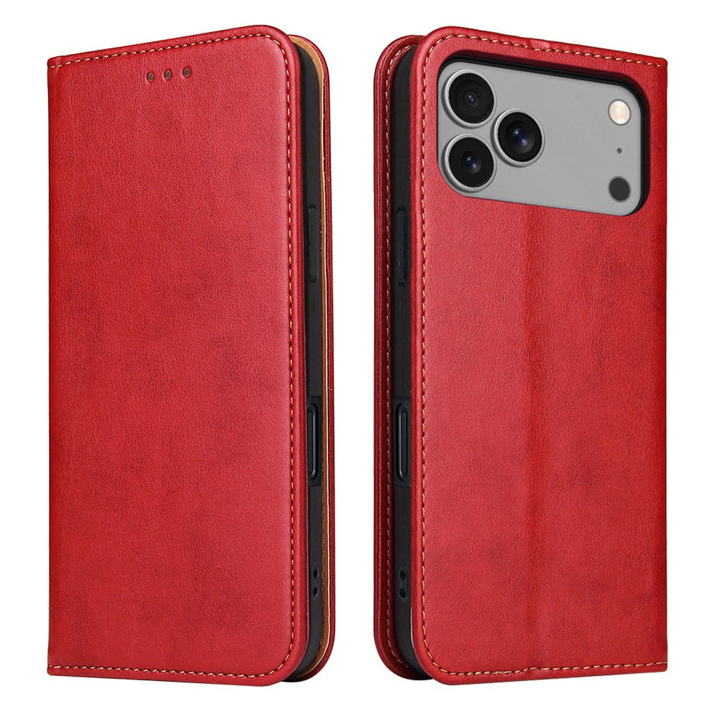 FIERRE SHANN For iPhone Pro Max Case PU Leather Flip Stand Wallet Phone Cover - Red