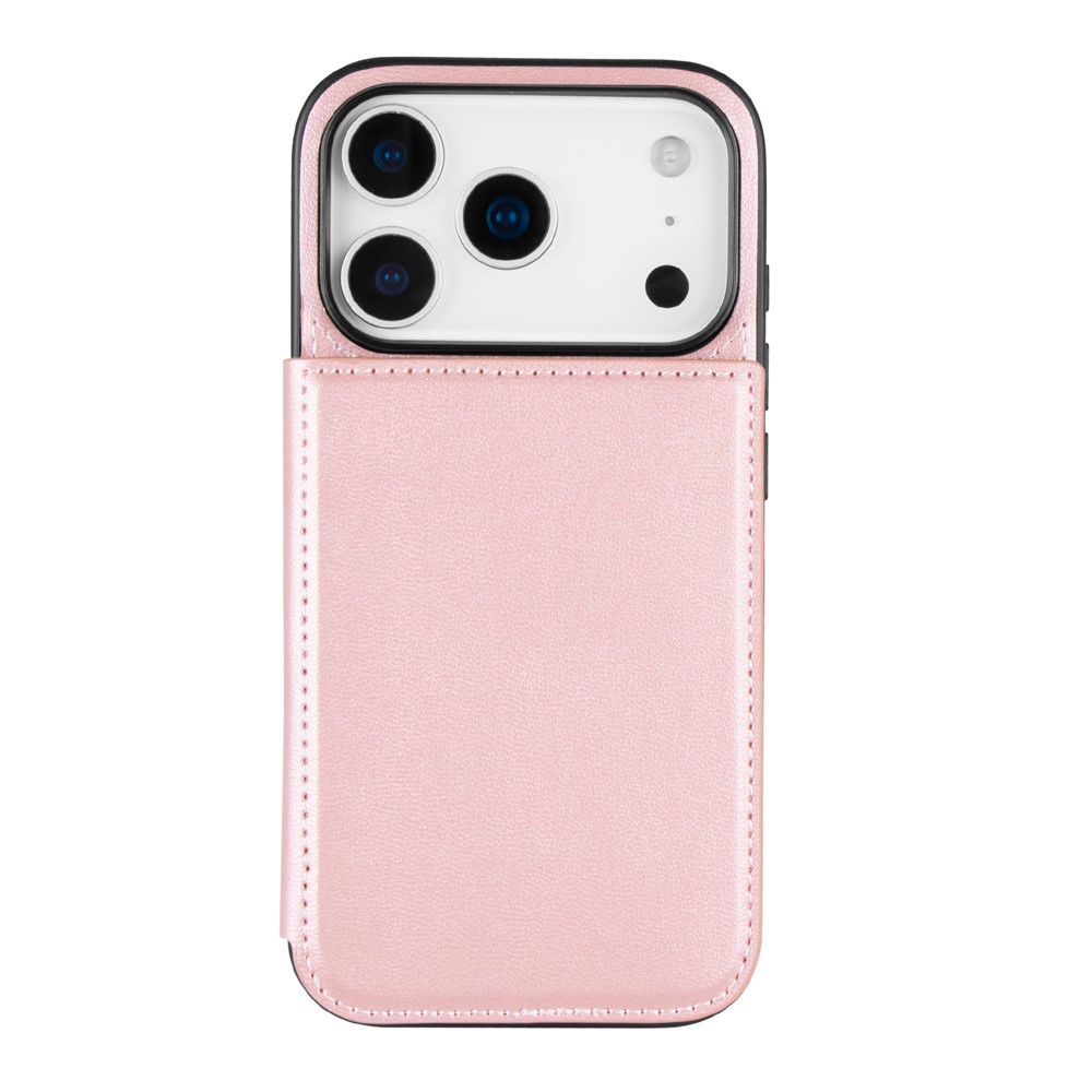 HANMAN Mika Series For iPhone 17 Pro Max Case with Card Holder PU Leather + TPU Back Cover - Rose Gold