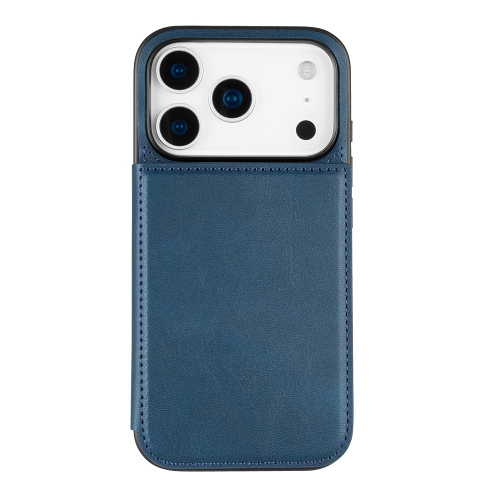 HANMAN Mika Series For iPhone 17 Pro Max Case with Card Holder PU Leather + TPU Back Cover - Blue