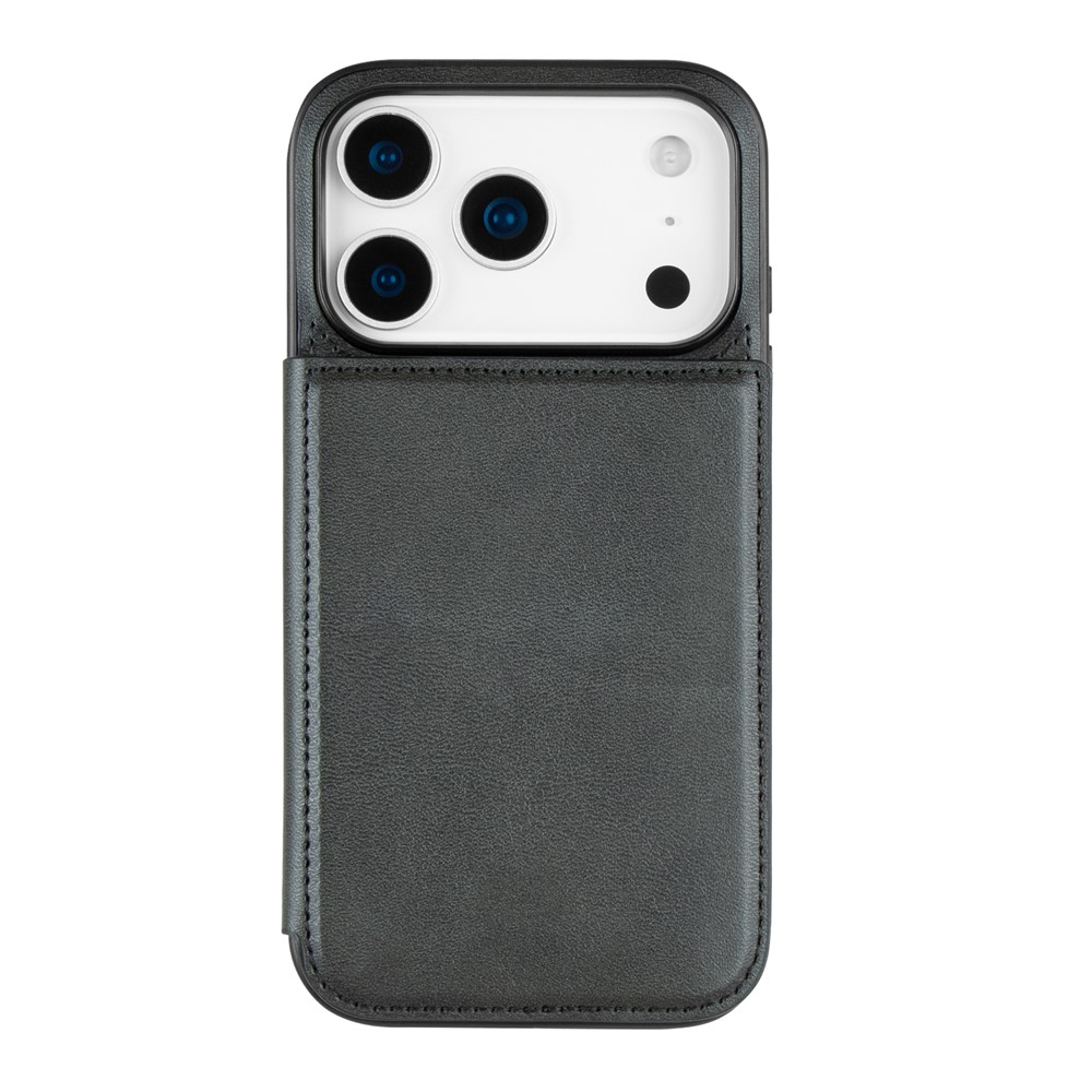 HANMAN Mika Series For iPhone 17 Pro Max Case with Card Holder PU Leather + TPU Back Cover - Black