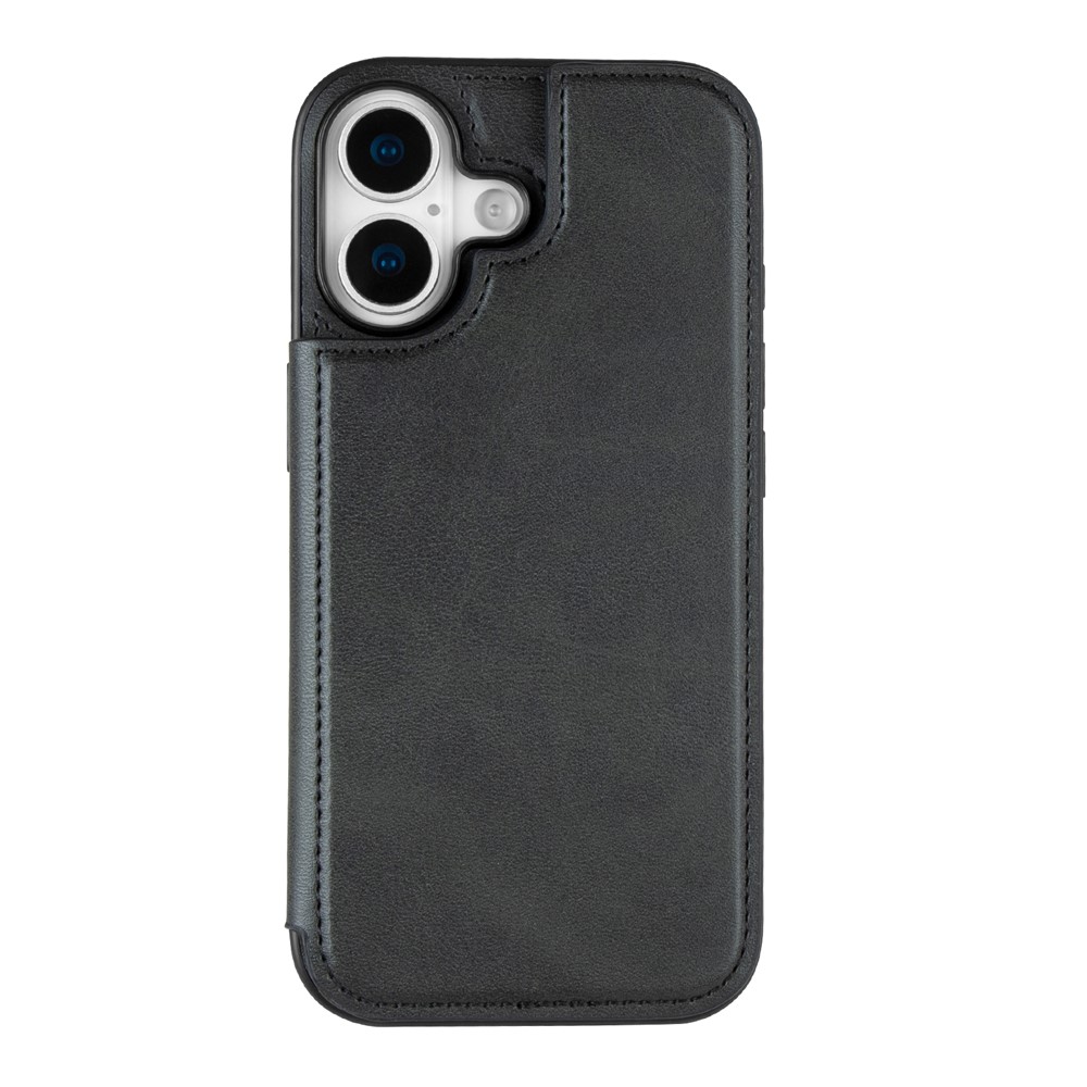 HANMAN Mika Series For iPhone 17 Case with Card Holder PU Leather + TPU Back Cover - Black