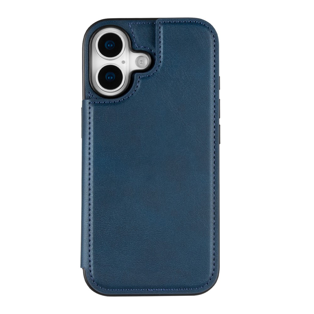HANMAN Mika Series For iPhone 17 Case with Card Holder PU Leather + TPU Back Cover - Blue