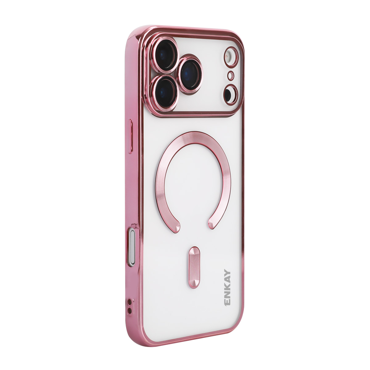 For iPhone 17 Pro Magnetic Clear Case ENKAY HAT PRINCE Shockproof TPU Phone Cover with Lens Film - Pink