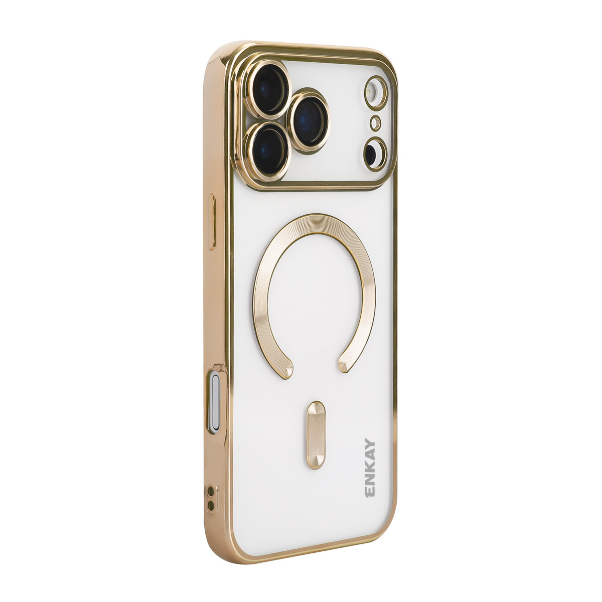 For iPhone 17 Pro Max Magnetic Clear Case ENKAY HAT PRINCE Shockproof TPU Phone Cover with Lens Film - Gold
