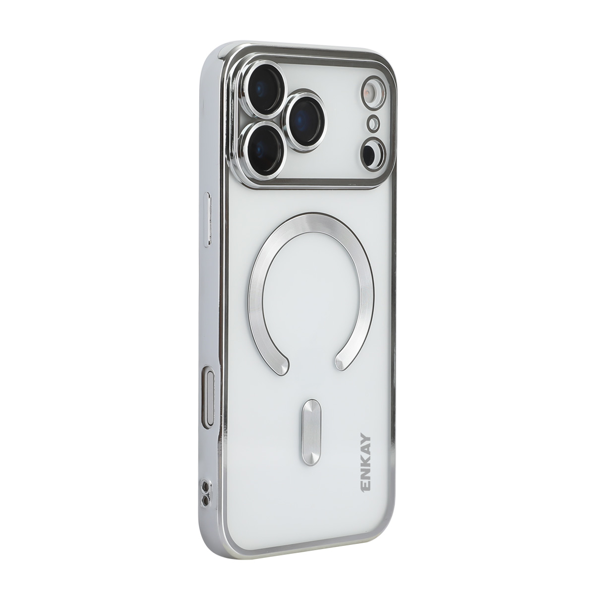 For iPhone 17 Pro Max Magnetic Clear Case ENKAY HAT PRINCE Shockproof TPU Phone Cover with Lens Film - Silver