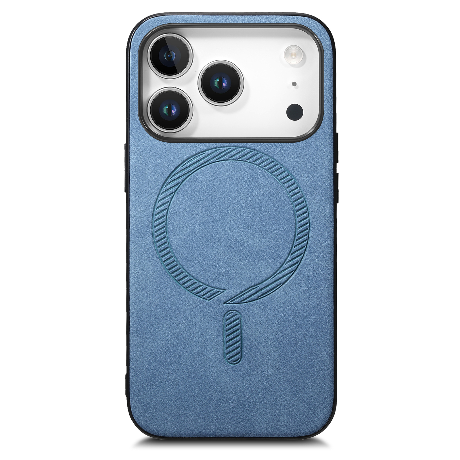 For iPhone 17 Pro Max Leather Back Case Compatible with MagSafe Skin-touch Phone Cover - Blue