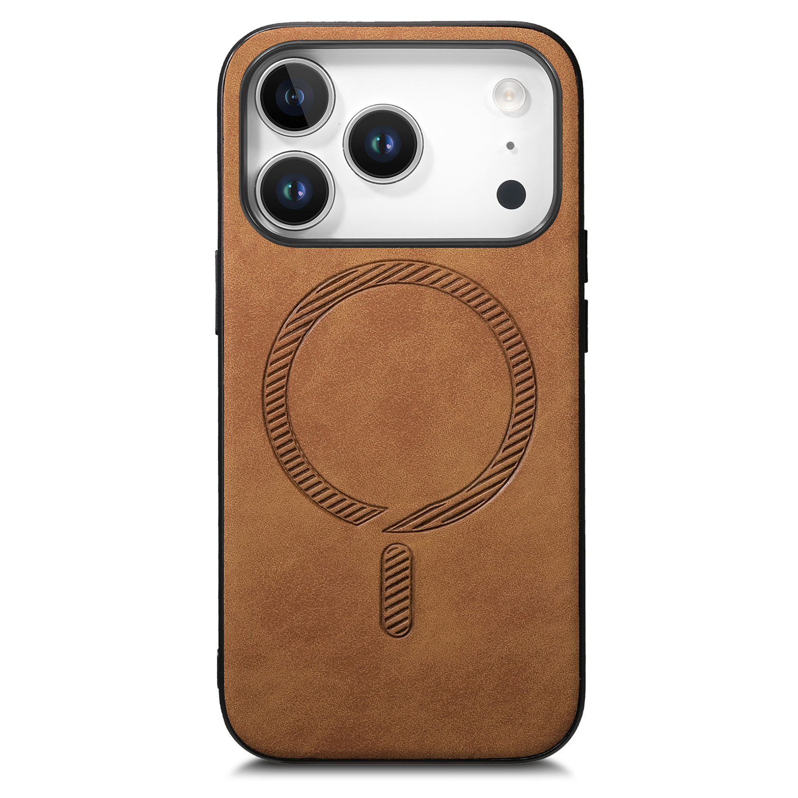 For iPhone 17 Pro Max Leather Back Case Compatible with MagSafe Skin-touch Phone Cover - Brown