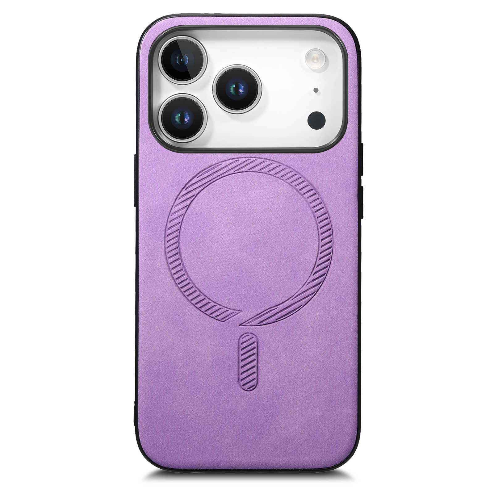 For iPhone 17 Pro Max Leather Back Case Compatible with MagSafe Skin-touch Phone Cover - Purple