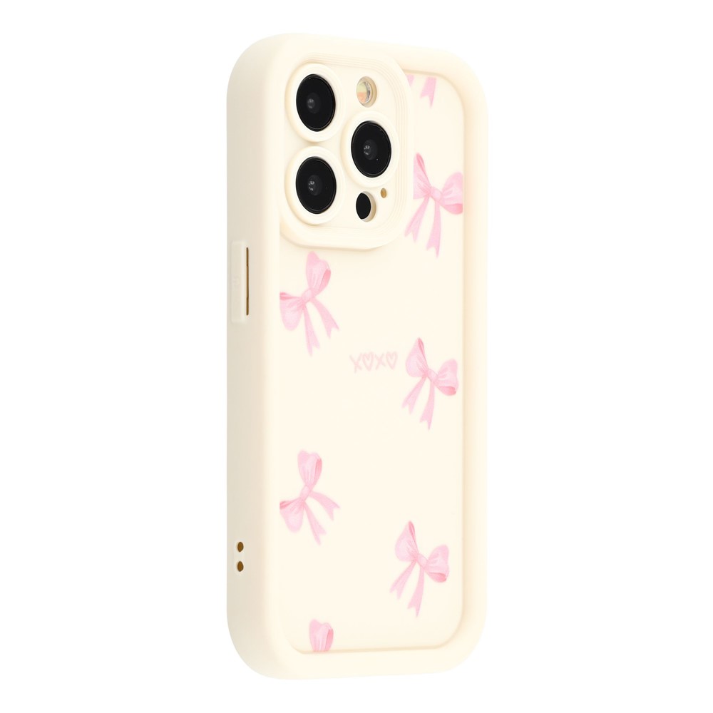 For iPhone 12 Pro Case Aesthetic Pattern Print TPU Shockproof Phone Cover - Bow / White