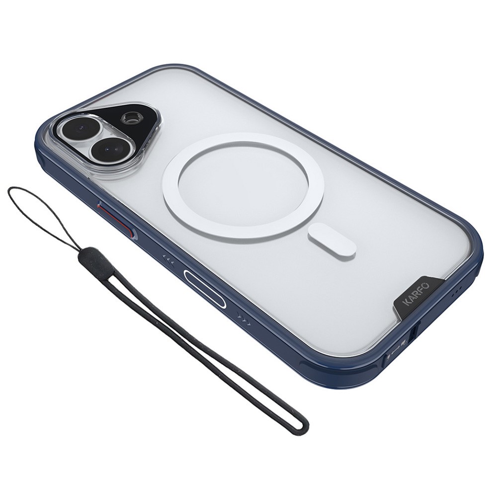 KARFO For iPhone 17 Magnetic Case TPU PC Waterproof Phone Cover with Lanyard - Blue