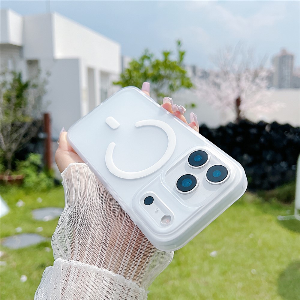 For iPhone 17 Pro Max Case Compatible with MagSafe Skin Touch TPU Acrylic Phone Back Cover - White