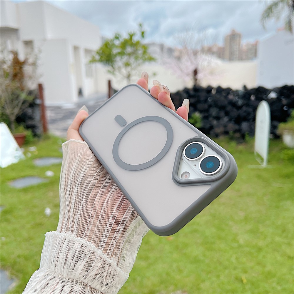 For iPhone 17 Case Compatible with MagSafe Skin Touch TPU Acrylic Phone Back Cover - Grey