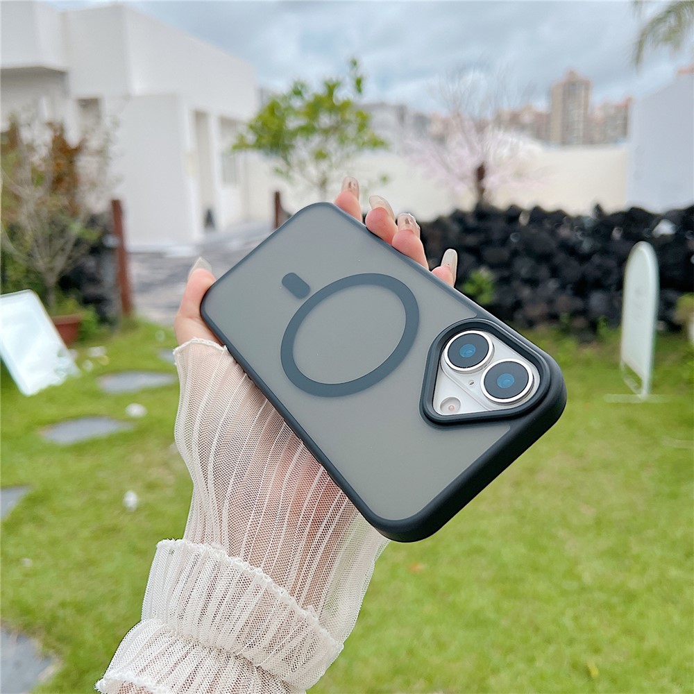 For iPhone 17 Case Compatible with MagSafe Skin Touch TPU Acrylic Phone Back Cover - Black