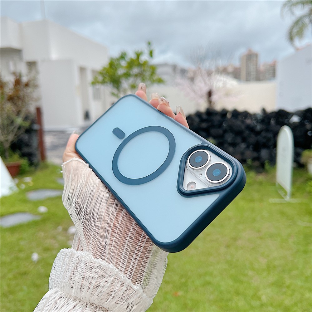 For iPhone 17 Case Compatible with MagSafe Skin Touch TPU Acrylic Phone Back Cover - Sapphire