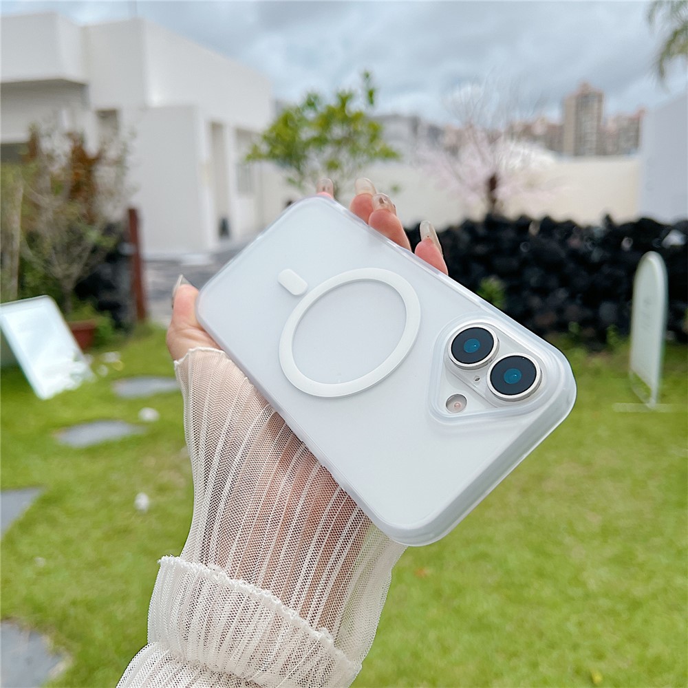 For iPhone 17 Case Compatible with MagSafe Skin Touch TPU Acrylic Phone Back Cover - White