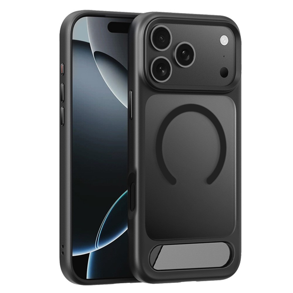 COTECI For iPhone 17 Pro Max Phone Case Compatible with MagSafe PC+TPU Back Cover with Hidden Kickstand - Matte Black