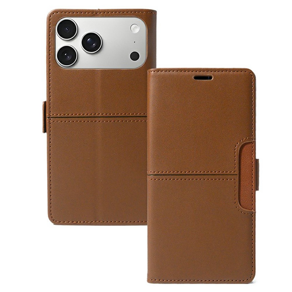 For iPhone 17 Pro Max Case Wallet Stand Magnetic Closure Flip Leather Phone Cover - Brown