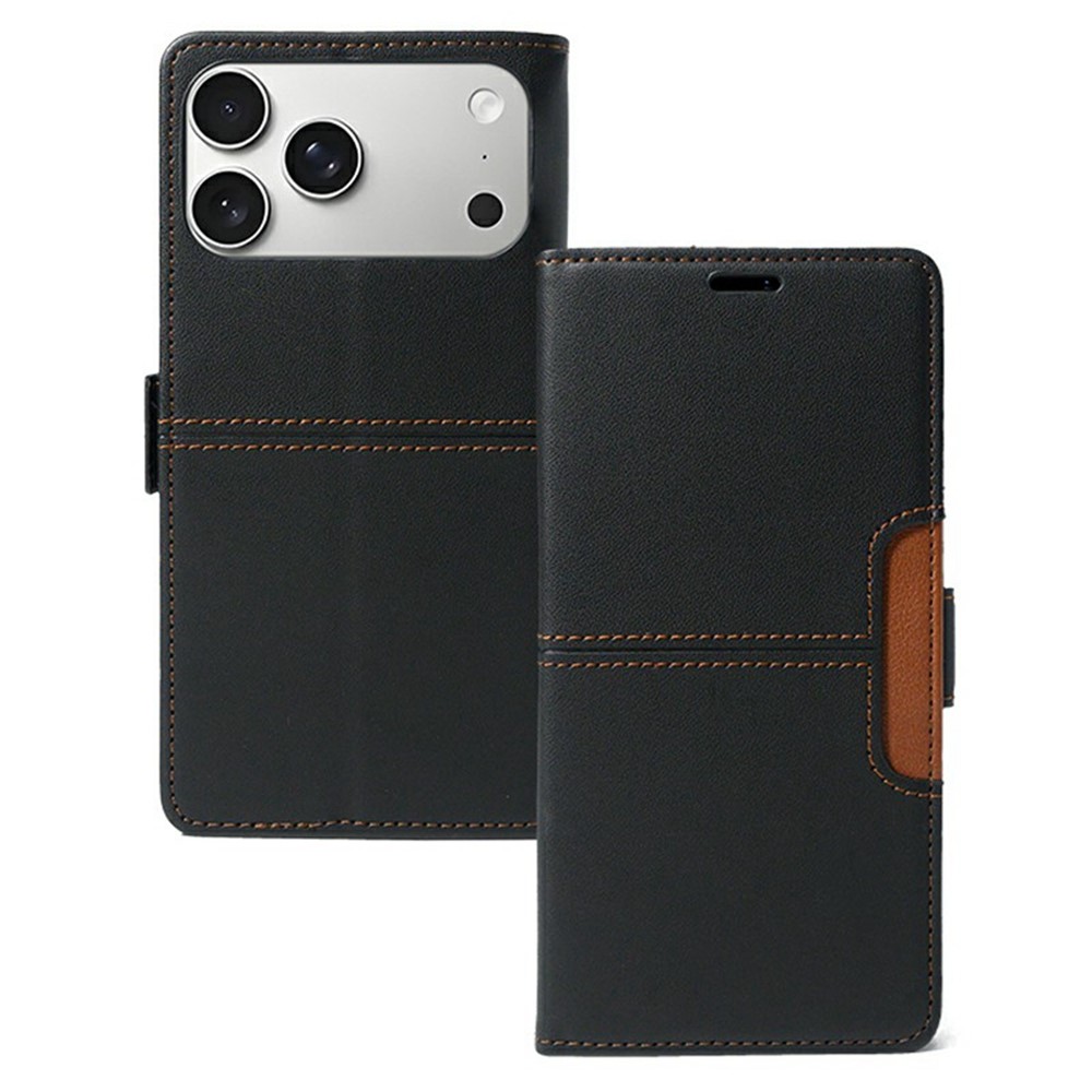 For iPhone 17 Pro Max Case Wallet Stand Magnetic Closure Flip Leather Phone Cover - Black