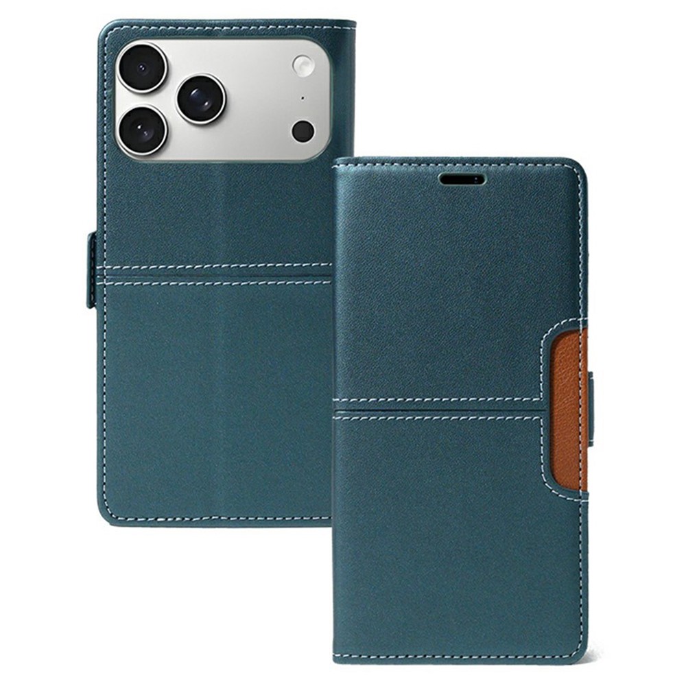 For iPhone 17 Pro Max Case Wallet Stand Magnetic Closure Flip Leather Phone Cover - Cyan