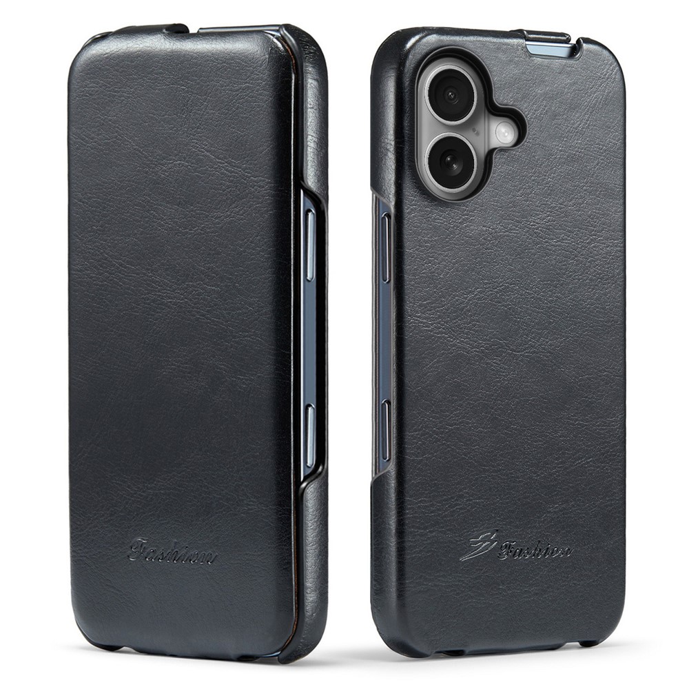 For iPhone 17 Case Vertical Flip PU Leather + PC Phone Cover - Black