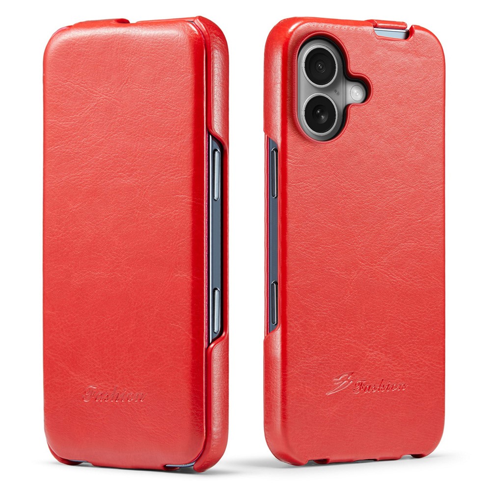 For iPhone 17 Case Vertical Flip PU Leather + PC Phone Cover - Red
