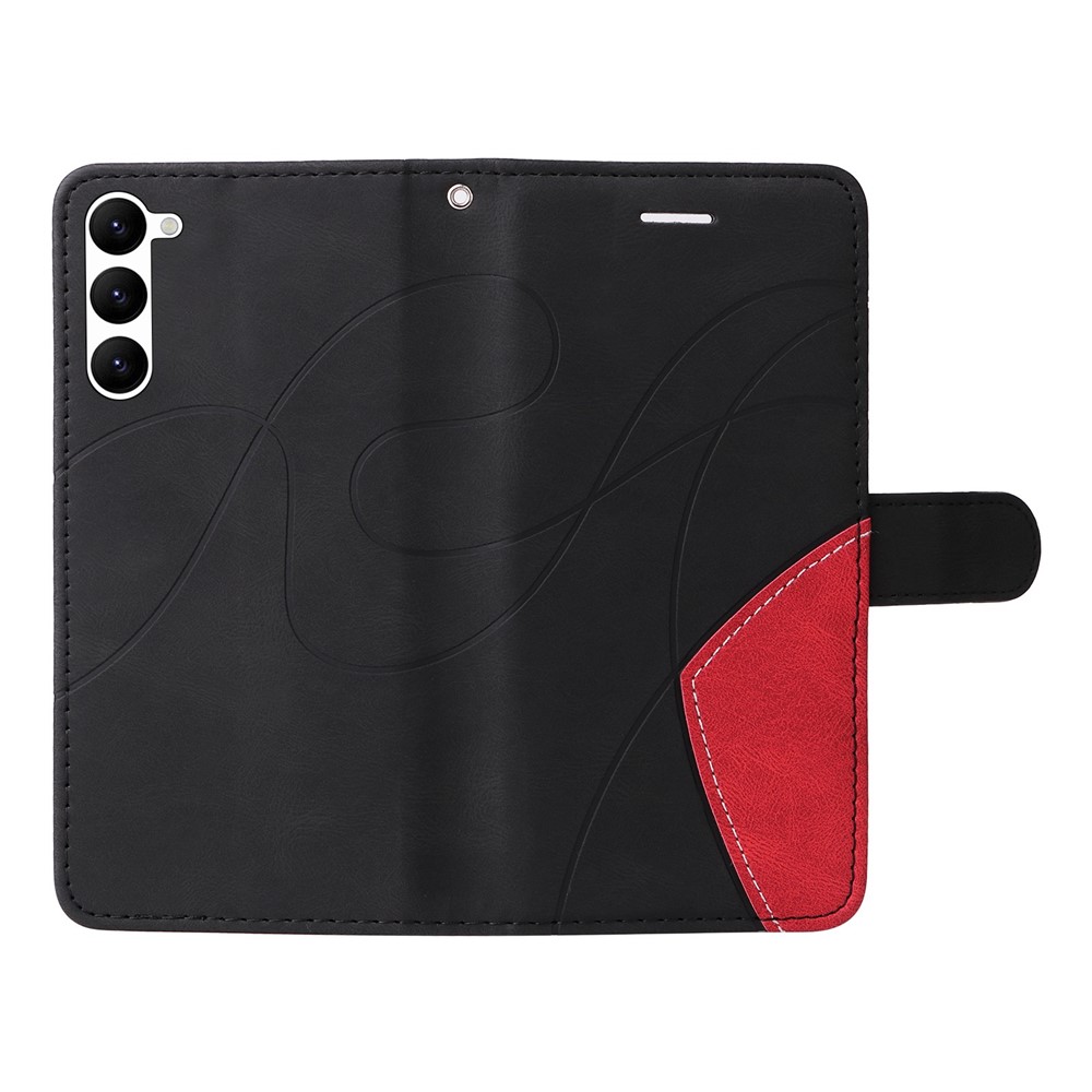 KT Leather Series-1 For Samsung Galaxy S23 5G Dual-color Splicing PU Leather Phone Wallet Case Viewing Stand Drop-proof Cover with Strap - Black-5