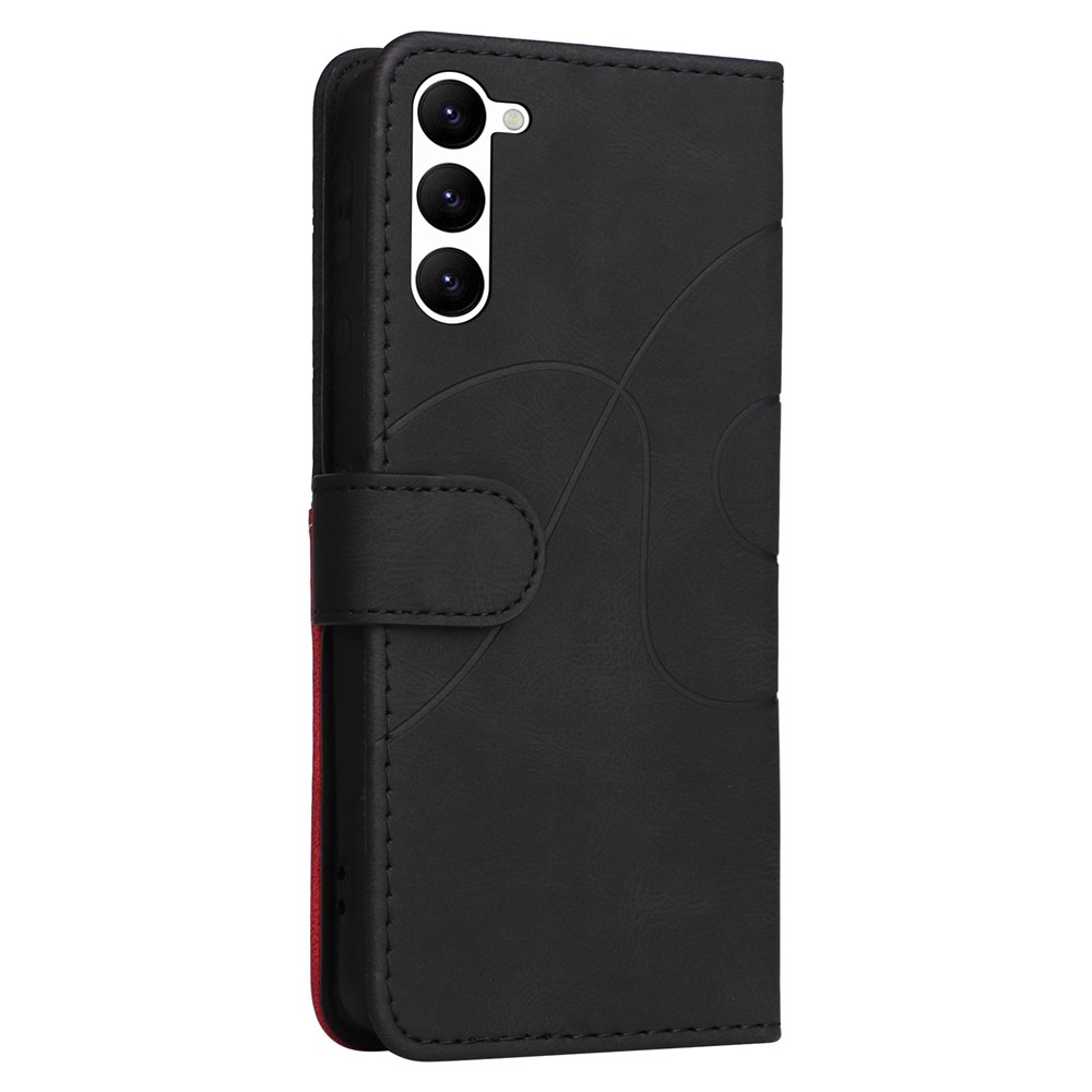 KT Leather Series-1 For Samsung Galaxy S23 5G Dual-color Splicing PU Leather Phone Wallet Case Viewing Stand Drop-proof Cover with Strap - Black-8