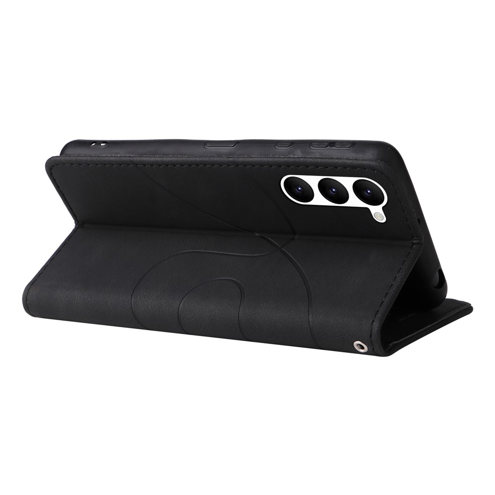 KT Leather Series-1 For Samsung Galaxy S23 Plus 5G Dual-color Splicing PU Leather Phone Wallet Case Hands-free Stand Drop-proof Cover with Strap - Black-4