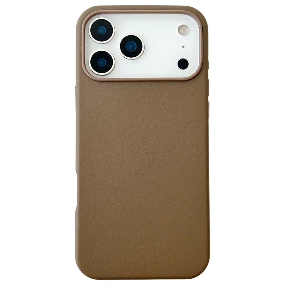 For iPhone 17 Pro Max Case Compatible with MagSafe PU Leather Liquid Silicone Phone Back Cover - Tan