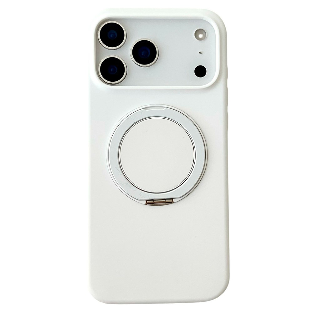 For iPhone 17 Pro Max Case Compatible with MagSafe Rotating Kickstand Silicone PC Phone Back Cover - White