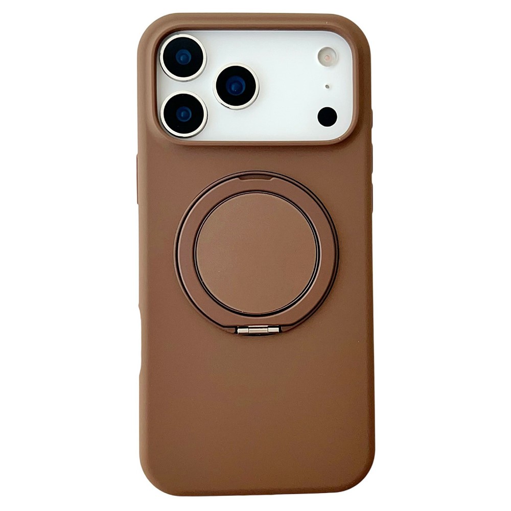 For iPhone 17 Pro Max Case Compatible with MagSafe Rotating Kickstand Silicone PC Phone Back Cover - Brown