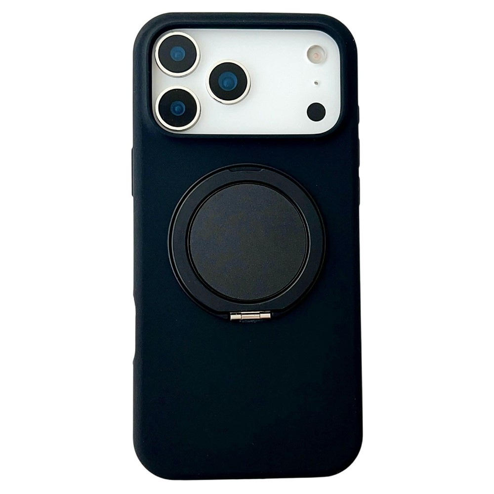 For iPhone 17 Pro Max Case Compatible with MagSafe Rotating Kickstand Silicone PC Phone Back Cover - Black