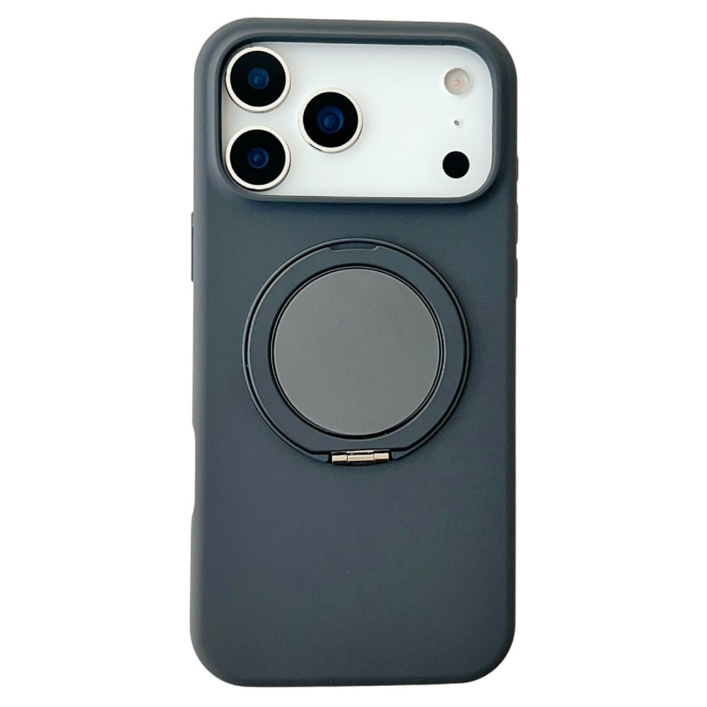 For iPhone 17 Pro Max Case Compatible with MagSafe Rotating Kickstand Silicone PC Phone Back Cover - Titanium Black