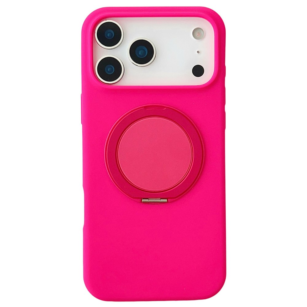 For iPhone 17 Pro Max Case Compatible with MagSafe Rotating Kickstand Silicone PC Phone Back Cover - Rose