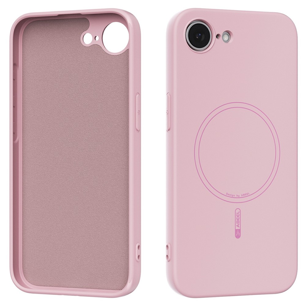 ABEEL For iPhone 16e Case Compatible with MagSafe Skin Touch Liquid Silicone Phone Back Cover - Pink