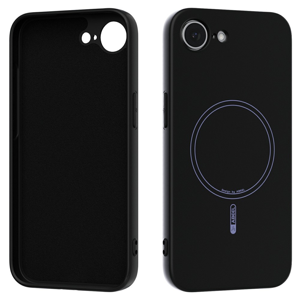 ABEEL For iPhone 16e Case Compatible with MagSafe Skin Touch Liquid Silicone Phone Back Cover - Black