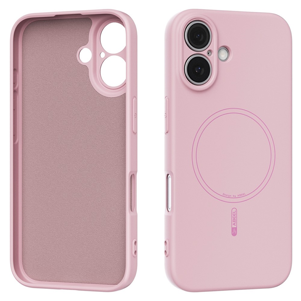 ABEEL For iPhone 16 Case Compatible with MagSafe Skin Touch Liquid Silicone Phone Back Cover - Pink
