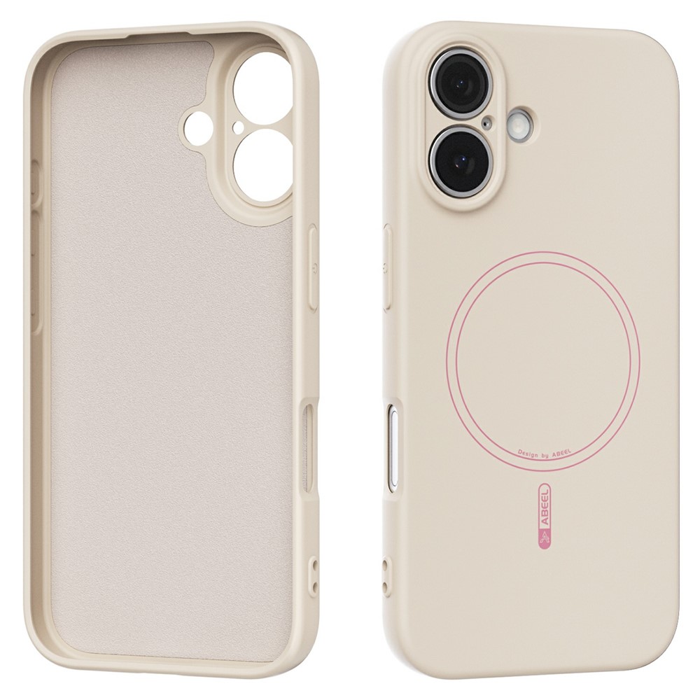 ABEEL For iPhone 16 Case Compatible with MagSafe Skin Touch Liquid Silicone Phone Back Cover - Beige